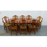 Cherrywood dining suite comprising twin pedestal extending table and set of eight dining chairs (8)