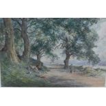 Lake of Monteith, Watercolour, signed indistinctly, glazed giltwood frame, 34 x 24cm