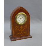 Early 20th century mahogany and inlaid mantle clock, 17cm high