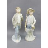 Lladro fisherman figure and a Nao figure, tallest 22cm (2)