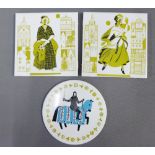 Set of three Robert Stewart for Dovecot Studio, Edinburgh Tapestry Company coloured tiles to include
