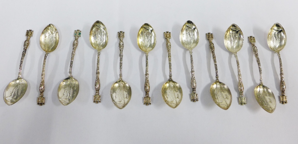 Set of twelve silver Gibraltar teaspoons, (12)