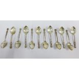 Set of twelve silver Gibraltar teaspoons, (12)