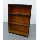 Stained pine open bookcase, 90 x 64cm