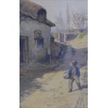 Harry Frier, Errand Boy, Watercolour, signed, with a Dundee Fine Arts Exhibition label verso, in a