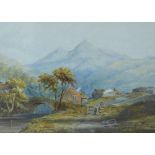 David Roberts RA, Swiss village, Watercolour, signed, in a giltwood frame, 28 x 20cm