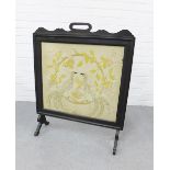 Fire screen with a needlework insert, 87 x 70cm