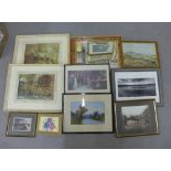 Carton containing miscellaneous artwork to include William Russell Flint prints, framed