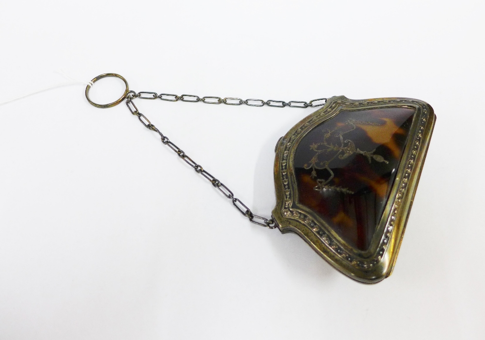 George V silver mounted tortoiseshell purse, Thomas Bishton, Birmingham 1911, 11cm - Image 2 of 2
