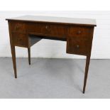 Edwardian mahogany writing desk, the rectangular top over an arrangement of five drawers, with