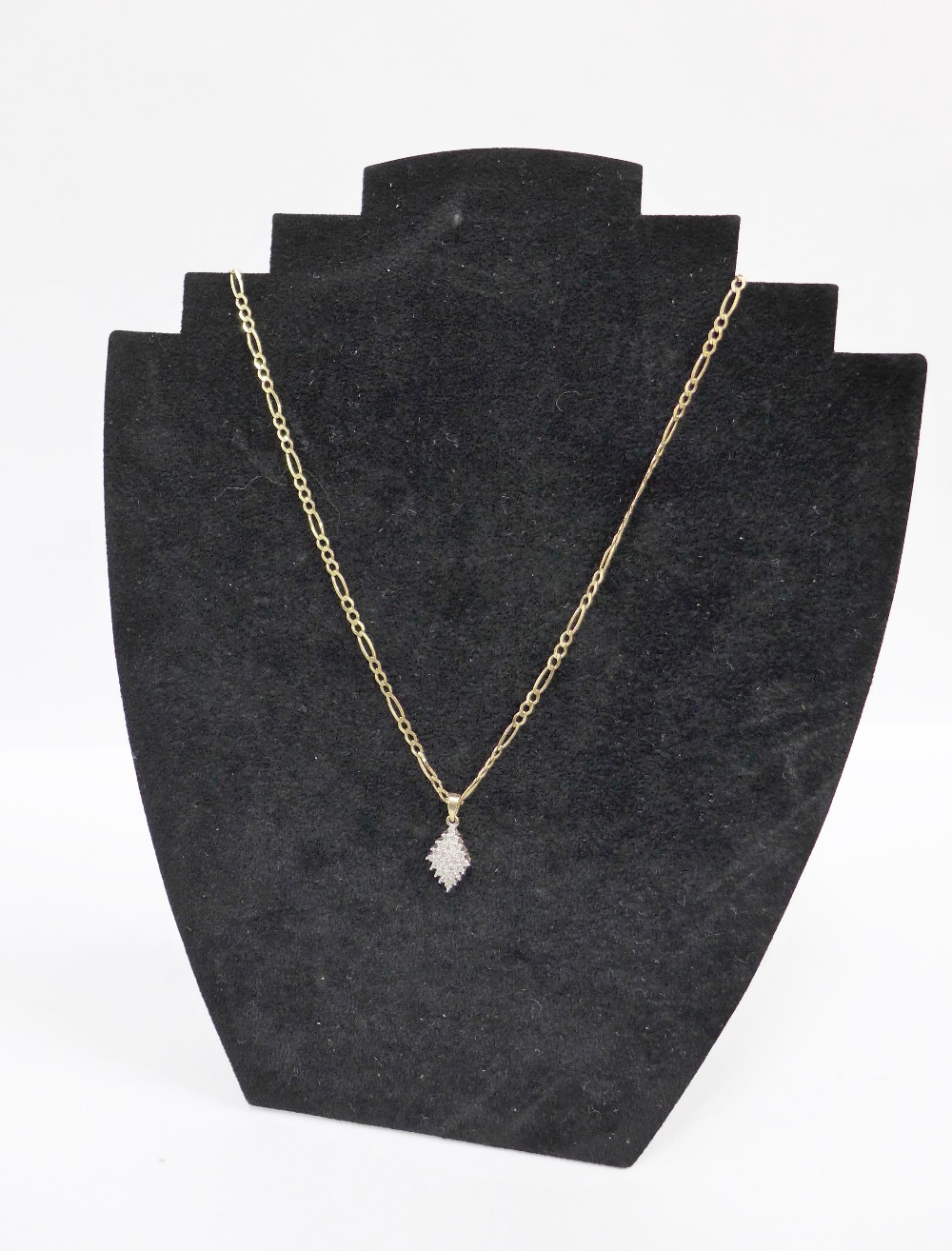 9ct gold necklace with diamond set pendant