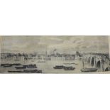 Blackfriars Bridge etched print, 59 x 22cm