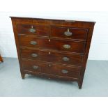 19th century mahogany chest, the rectangular top over two short and three long drawers, on bracket