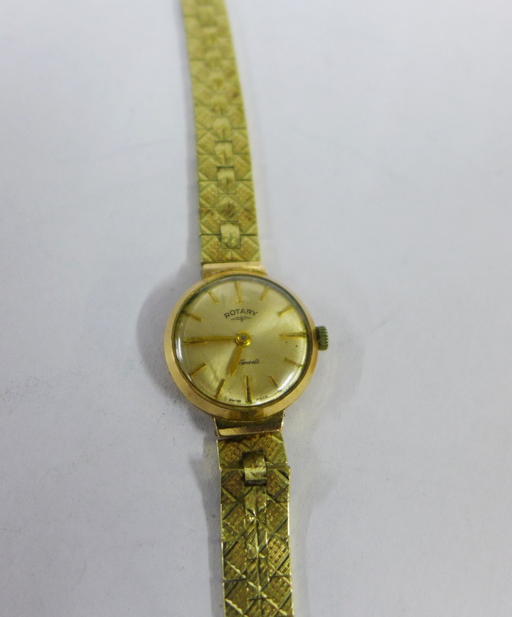 Lady's vintage gold cased Rotary wrist watch on a 14ct gold bracelet strap - Image 2 of 2