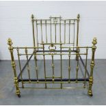Victorian brass double bed, with Millar & Beatty, Dublin label, complete with side rails, 164 x