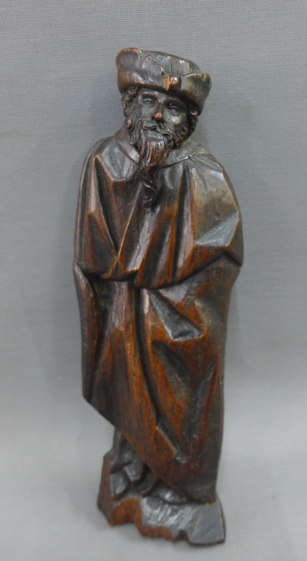 A carved wooden figure together with a face plaque, tallest 25cm - Image 3 of 3