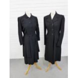 Ladies 1940's black wool coat by Renee of Belfast and a black crepe dress (2)