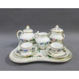 Late 18th / early 19th century Sarreguemines child's teaset with handpainted flower pattern, all