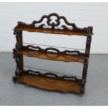 Victorian mahogany hanging shelves, 66 x 68cm