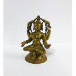 Bronze figure of Vishnu, modelled seated on a lotus base, 12cm high