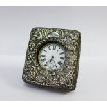 Edwardian silver fronted pocket watch stand, Birmingham 1904 together with a pocket watch (2) 8 x
