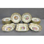 Continental porcelain floral pattern dessert service comprising fifteen plates,