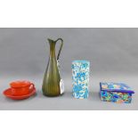 Mixed lot to include Rorstrand jug designed by Gunnar Nylund, Longwy box and cover, similar vase and