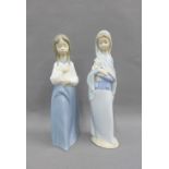 Lladro female figure and a Nao figure, tallest 23cm (2)