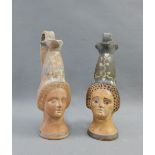 Two Apulian style head vases, 20cm high (2)