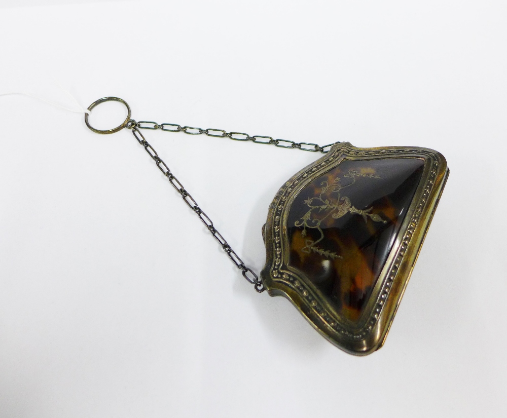 George V silver mounted tortoiseshell purse, Thomas Bishton, Birmingham 1911, 11cm