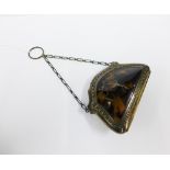 George V silver mounted tortoiseshell purse, Thomas Bishton, Birmingham 1911, 11cm