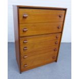 Retro Stag teak chest with six long drawers, 108 x 77cm