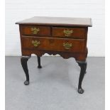 Mid 18th century walnut low boy of small proportions, with rectangular top over two short and one