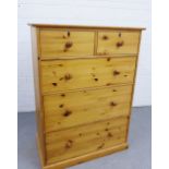 Modern pine chest with two short and three long drawers, 121 x 90cm