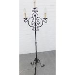 Black metal standard lamp, 154cm