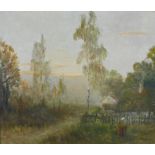 J. Klat, Figure in a landscape, Oil on canvas, signed and dated '87, framed, 63 x 53cm