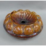 Scottish pottery brown glazed cockle dish, 20cm diameter