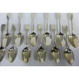 Victorian set of twelve silver fiddle pattern spoons, Samuel Hayne & Dudley Cater, London 1849, 18cm