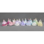 Set of thirteen Royal Worcester Fashionable Victorians limited Edition figures to include Lady