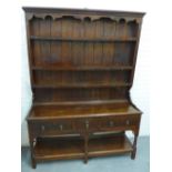 Georgian oak dresser with shaped frieze to the plate rack back, three base drawers , 202 x 150cm