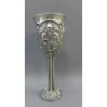 Royal Selangor pewter goblet with medieval style figures, 21cm high