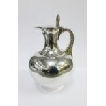 Victorian silver hot water jug, William and George Sissons, London 1873, with laurel leaf thumb