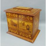 Killarney Ware marquetry cabinet box inlaid with thistles, shamrocks, castle and harp, with a hinge