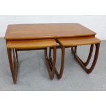 Nathan retro teak nest of tables, with coffee table to over two side tables, 50 x 102cm