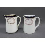 Two Edinburgh, Leith & Portobello William Hare & Co jugs, by Sneddon of Glasgow, 8cm high, (2)