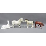 Collection of horse figures to include Royal Doulton, Beswick and Lomonsov, tallest 12cm (4) one re