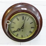 Circular mahogany framed wall clock, the silvered dial with Arabic numerals, retailed by