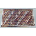 Flatweave kelim rug with a chequered field, 158 x 290cm