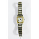 Ladies Cartier Santos wrist watch, with diamond set case, Roman numerals with secret signature at