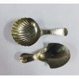 Georgian silver caddy spoon, Birmingham 1796 possibly Joseph Taylor and another with a scalloped
